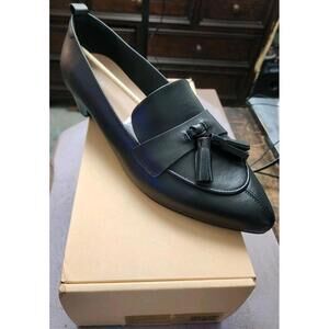WYDR Simone Pointy Toe Dress Loafers Shoes Low Heels, Black Leather, Womens 12WW